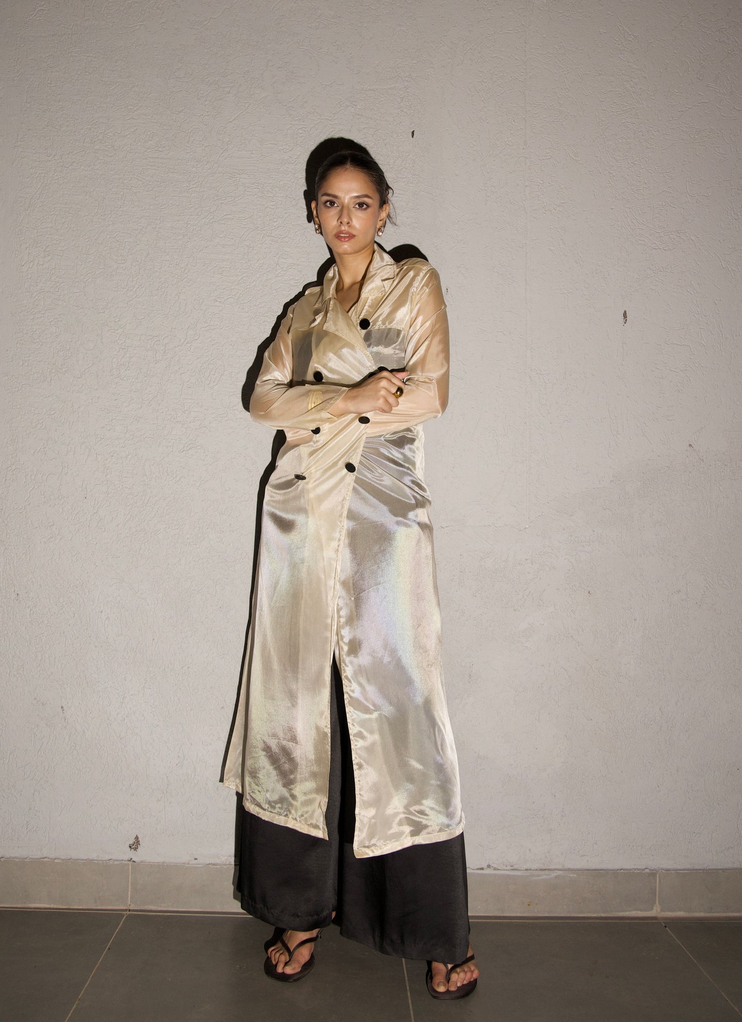 Beige Organza Trench coat