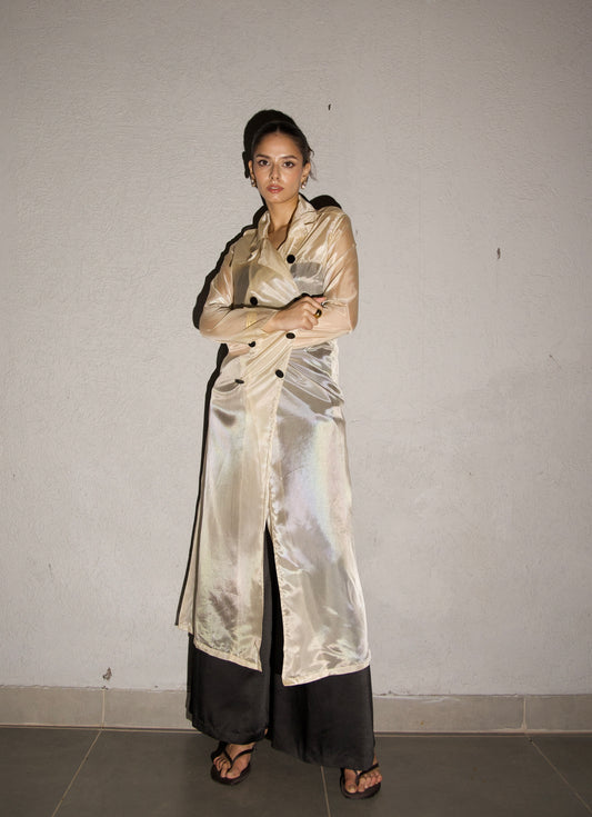 Beige Organza Trench coat