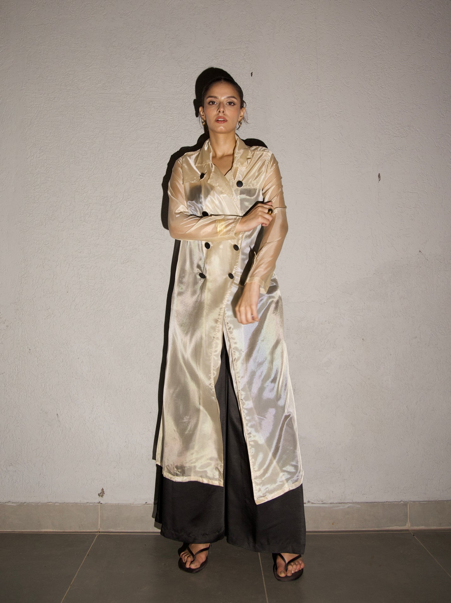 Beige Organza Trench coat