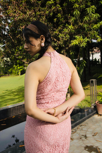 Rose Lace Halter Dress