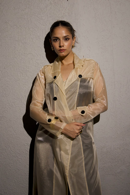 Beige Organza Trench coat