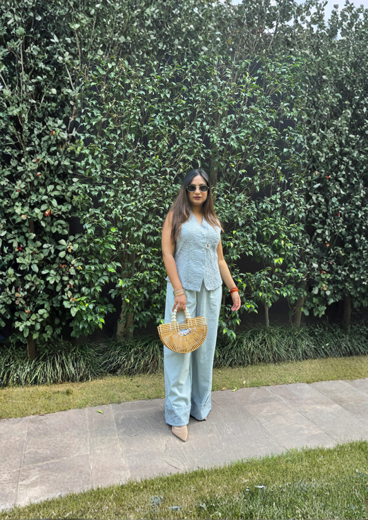 Powder Blue Jacquard Co-ord Set