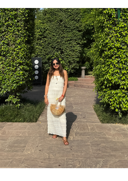Ivory Textured Crochet Maxi Dress