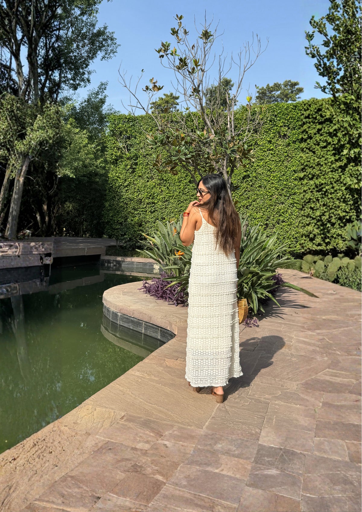 Ivory Textured Crochet Maxi Dress