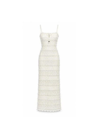 Ivory Textured Crochet Maxi Dress